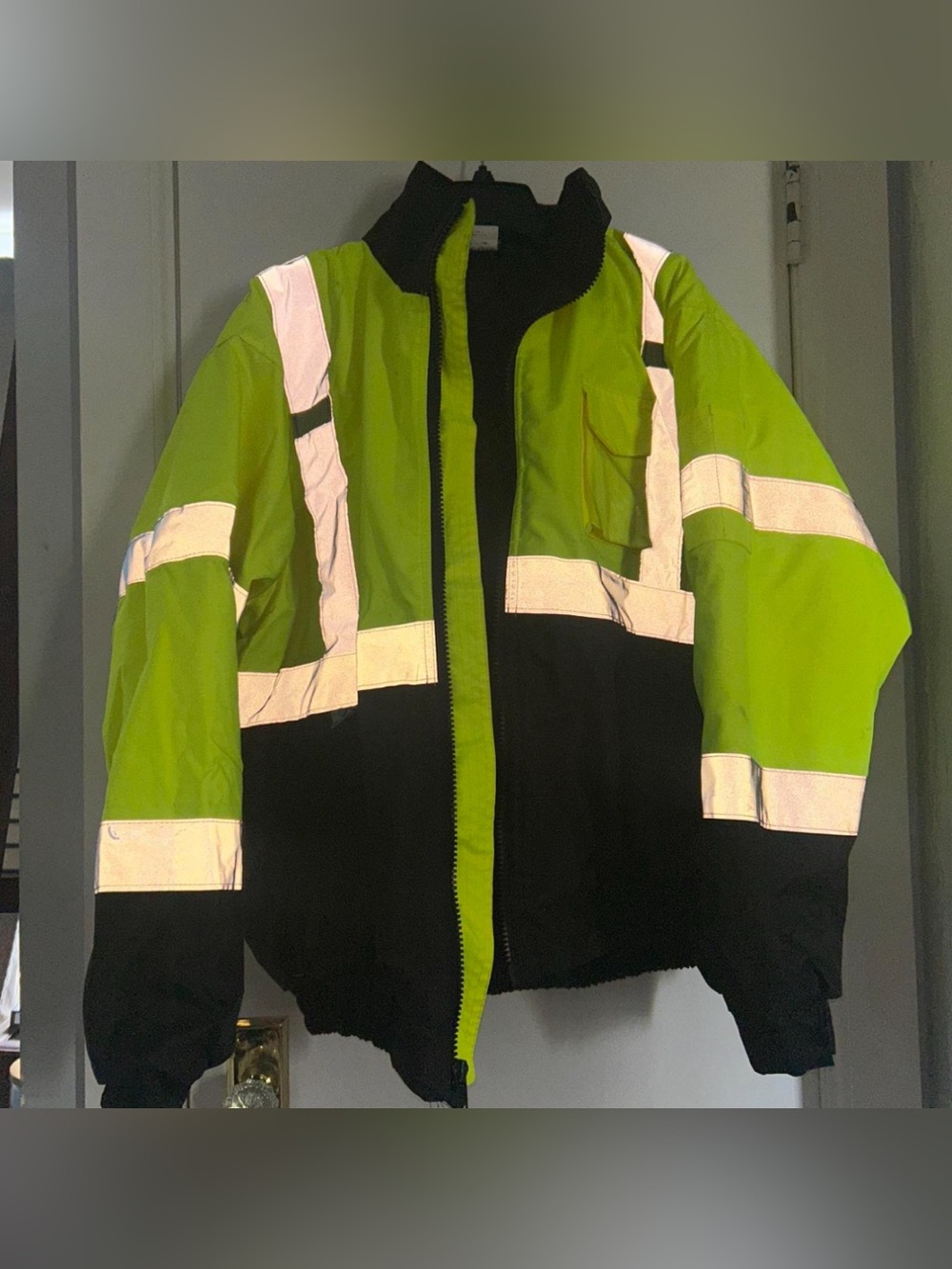 High-Visibility Lime and Black Bomber Jacket